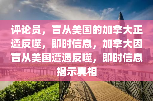評論員，盲從美國的加拿大正遭反噬，即時信息，加拿大因盲從美國遭遇反噬，即時信息揭示真相液壓動力機械,元件制造