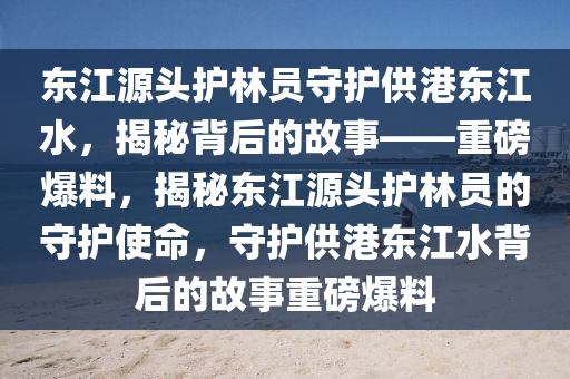 東江源頭護林員守護供港東江水，揭秘背后的故事——重磅爆料，揭秘東江源頭護林員的守護使命，守護供港東江水背后的故事重磅爆料液壓動力機械,元件制造