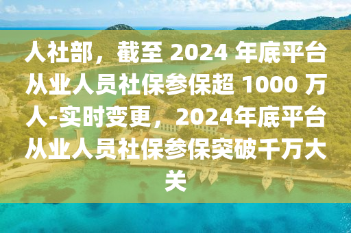 人社部，截至 2024 年底平臺從業(yè)人員社保參保超 1000 萬人-實時變更，2024年底平臺從業(yè)人員社保參保突破千萬大關液壓動力機械,元件制造