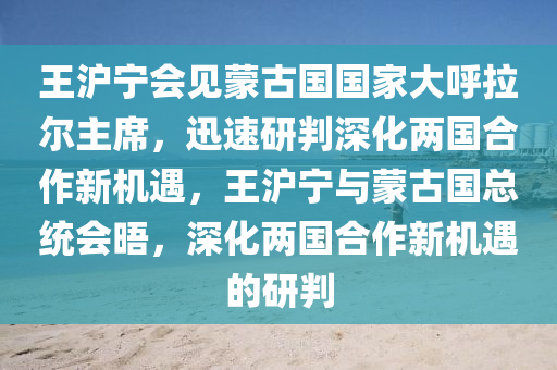 王滬寧會(huì)見蒙古國(guó)國(guó)家大呼拉爾主席，迅速研判深化兩國(guó)合作新機(jī)遇，王滬寧與蒙古國(guó)總統(tǒng)會(huì)晤，深化兩國(guó)合作新機(jī)遇的研判液壓動(dòng)力機(jī)械,元件制造