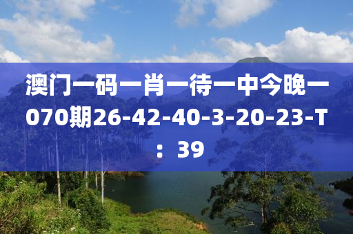 澳門一碼一肖一待一中今晚一070期26-42-40液壓動(dòng)力機(jī)械,元件制造-3-20-23-T：39