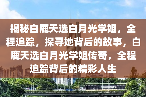 揭秘白鹿天選白月光液壓動(dòng)力機(jī)械,元件制造學(xué)姐，全程追蹤，探尋她背后的故事，白鹿天選白月光學(xué)姐傳奇，全程追蹤背后的精彩人生