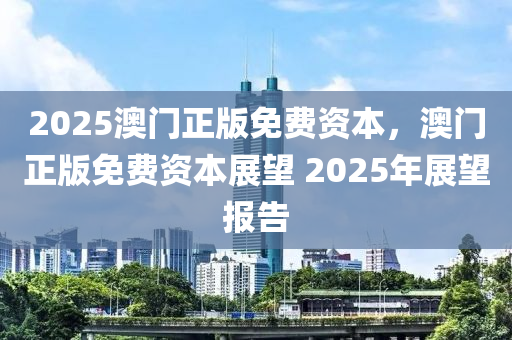 2025澳門正版免費資本，澳門正版免費資本展望 2025年展望報告