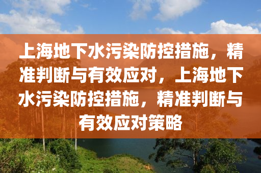上海地下水污染防控措施，精準(zhǔn)判斷與有效應(yīng)對(duì)，上海地下水污染防控措施，精準(zhǔn)判斷與有效應(yīng)對(duì)策液壓動(dòng)力機(jī)械,元件制造略