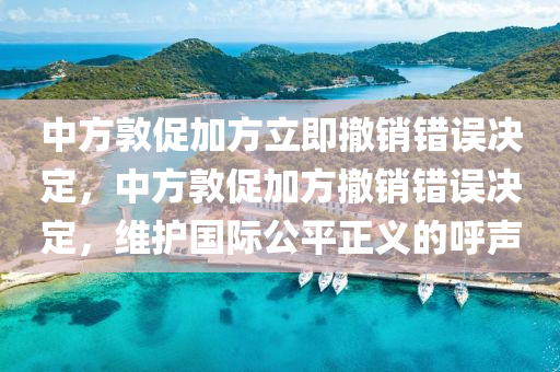 中方敦促加方立即撤銷錯(cuò)液壓動(dòng)力機(jī)械,元件制造誤決定，中方敦促加方撤銷錯(cuò)誤決定，維護(hù)國(guó)際公平正義的呼聲
