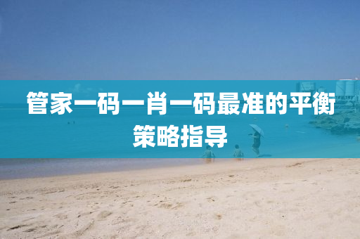 管家一碼一肖一碼最準的平衡策略指導液壓動力機械,元件制造