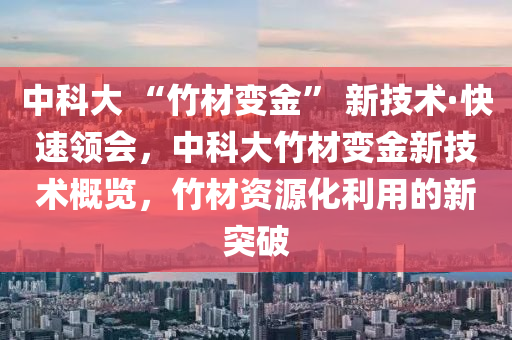 中科大 “竹材變金” 新技術(shù)·快速領(lǐng)會，中科大竹液壓動力機(jī)械,元件制造材變金新技術(shù)概覽，竹材資源化利用的新突破