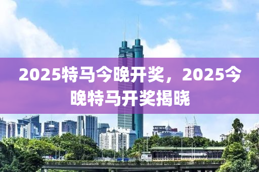 2025特馬今晚開獎，2025今晚特馬開獎揭曉液壓動力機械,元件制造