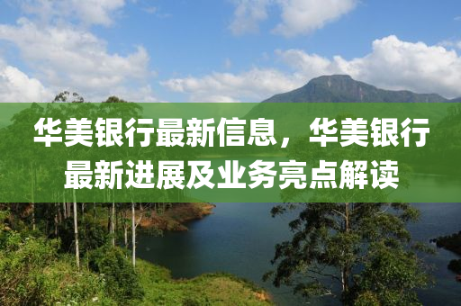 華美銀行最新信息，華美銀行最新進(jìn)展及業(yè)務(wù)亮點(diǎn)解讀液壓動(dòng)力機(jī)械,元件制造