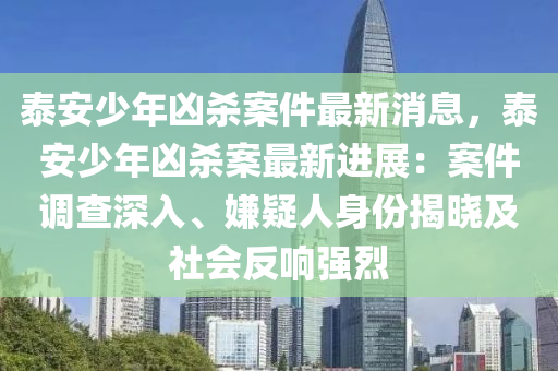 泰安少年兇殺案件最新消息，泰安少年兇殺案最新進展：案件調(diào)查深入、嫌疑人身份揭曉及社會反響強烈液壓動力機械,元件制造
