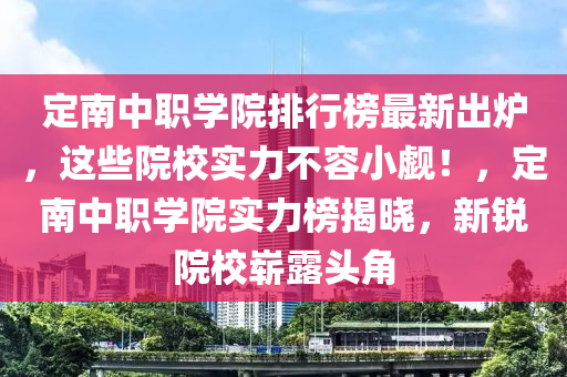 定南中職學(xué)院排行榜最新出爐，這些院校實力不容小覷！，定南中職學(xué)院實力榜揭曉，新銳院校嶄露頭角液壓動力機械,元件制造
