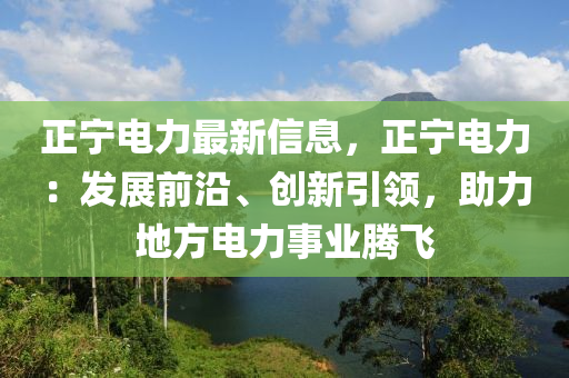 正寧電力最新信息，正寧電力：發(fā)展前沿、創(chuàng)新引領(lǐng)，助力地方電力事業(yè)騰飛液壓動力機(jī)械,元件制造