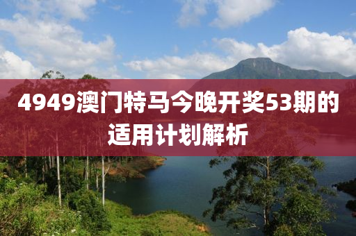 4949澳門特馬今晚開獎53期的適用計劃解析液壓動力機械,元件制造