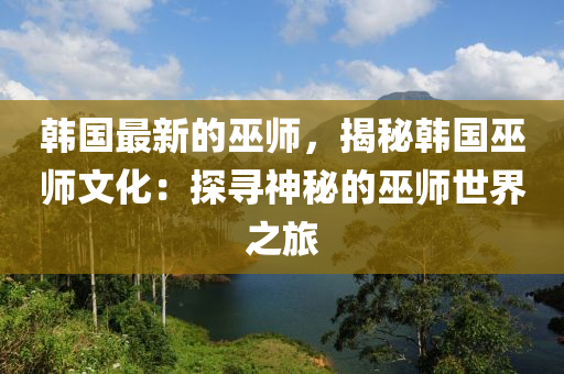 韓國最新的巫師，揭秘韓國巫師文化：探尋神秘的巫師世界之旅液壓動力機(jī)械,元件制造