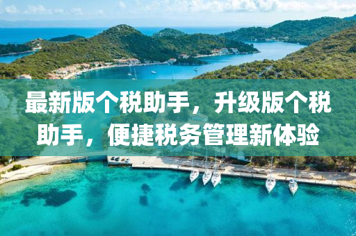 最新版?zhèn)€稅助手，升級版?zhèn)€稅助手，便捷稅務管理新體驗液壓動力機械,元件制造