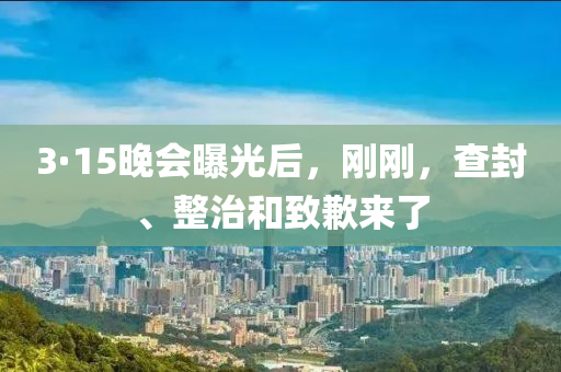 3·15晚會(huì)曝光后，剛剛，查封、整治和致歉來(lái)了液壓動(dòng)力機(jī)械,元件制造