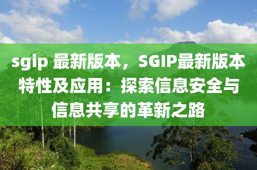 sgip 最新版本，SGIP最新版本特性及應(yīng)用：探索信息安全與信息共享的革新之路液壓動(dòng)力機(jī)械,元件制造
