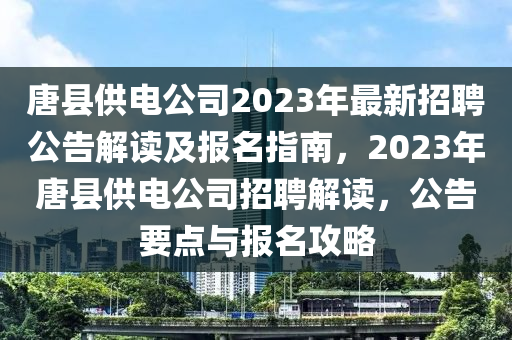 唐縣供電公司2023年最新招聘公告解讀及報名指南，2023年唐縣供電公司招聘解讀，公告要點與報名攻略液壓動力機械,元件制造