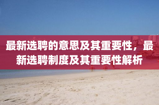最新選聘的意思及其重要性，最新選聘制度及其重要性解析液壓動(dòng)力機(jī)械,元件制造