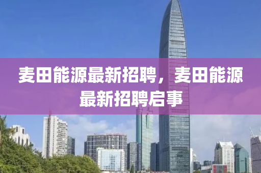 麥田能源最新招聘，麥田能源最新招聘啟事液壓動力機械,元件制造
