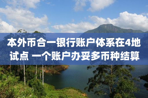 本外幣合一銀行賬戶體系在4地試點 一個賬戶辦妥多幣液壓動力機械,元件制造種結算