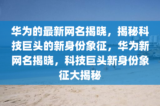華為的最新網(wǎng)名揭曉，揭秘科技巨頭的新身份象征，華為新網(wǎng)名揭曉，科技巨頭新身份象征大揭秘液壓動力機(jī)械,元件制造