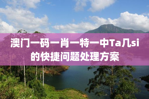 澳門一碼一肖一特一中Ta幾si的快捷問題處理方案液壓動力機(jī)械,元件制造