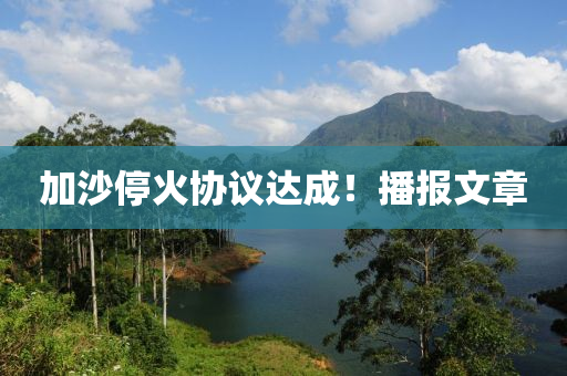 加沙停火協(xié)議達(dá)成液壓動(dòng)力機(jī)械,元件制造！播報(bào)文章