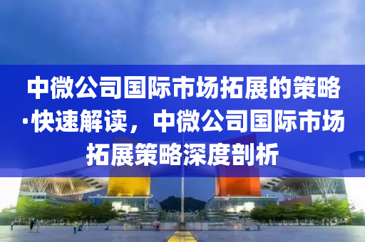 中微公司國(guó)際市場(chǎng)拓展的策略·快速解讀，中微公司國(guó)際市場(chǎng)拓展策略深度剖析液壓動(dòng)力機(jī)械,元件制造