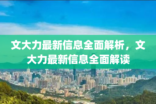 文大力最新信息全面解析，文大力最新信息全面解讀液壓動(dòng)力機(jī)械,元件制造