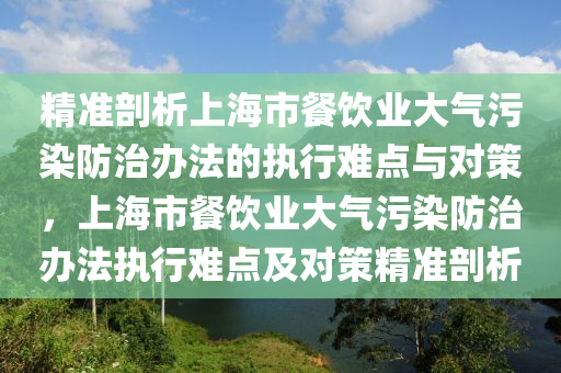 精準剖析上海市餐飲業(yè)大氣污染防治辦法的執(zhí)行難點與對策，上海市餐飲業(yè)大氣污染防治辦法執(zhí)行難點及對策精準剖析液壓動力機械,元件制造