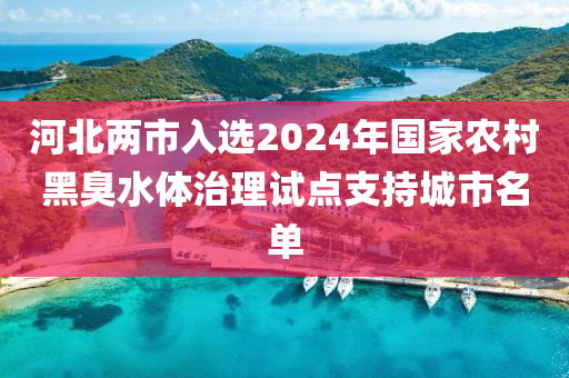 河北兩市入選2024年國家農(nóng)村黑臭水體治理試點(diǎn)支持城市名單液壓動(dòng)力機(jī)械,元件制造