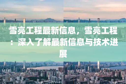 雪亮工程最新信息，雪亮工程：深入了解最新信息與技術(shù)進(jìn)展液壓動(dòng)力機(jī)械,元件制造