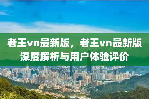老王vn最新版，老王vn最新版深度解析與用戶體驗評價液壓動力機械,元件制造