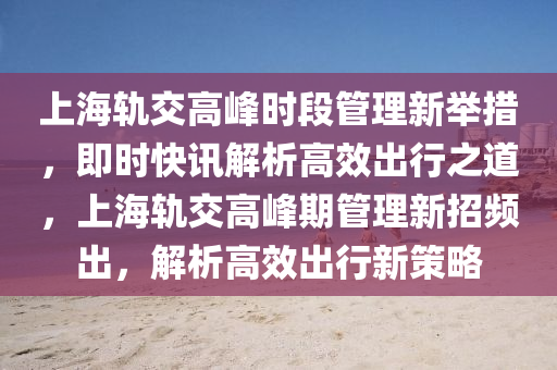 上海軌交高峰時段管理新舉措，即時快訊解析高效出行之道，上海軌交高峰期管理新招頻出，解析高效出行新策略液壓動力機械,元件制造