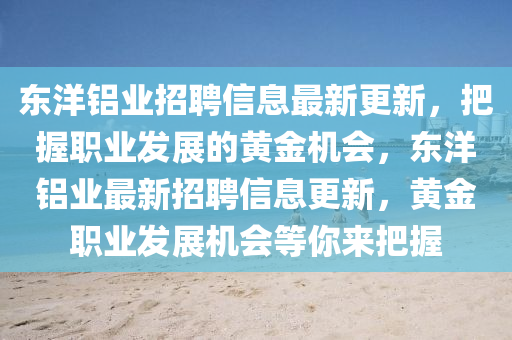 東洋鋁業(yè)招聘信息最新更新，把握職業(yè)發(fā)展的黃金機(jī)會(huì)，東洋鋁業(yè)最新招聘信息更新，黃金職業(yè)發(fā)展機(jī)會(huì)等你來把握液壓動(dòng)力機(jī)械,元件制造