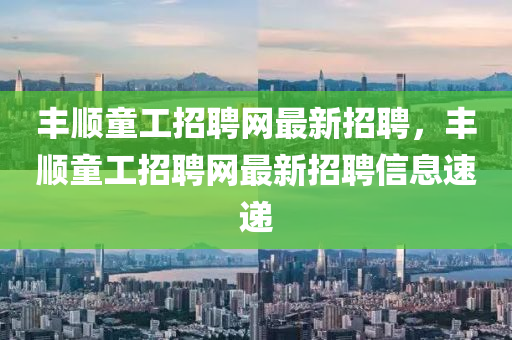 豐順童工招聘網(wǎng)最新招聘，豐順童工招聘網(wǎng)最新招聘信息速遞液壓動力機(jī)械,元件制造