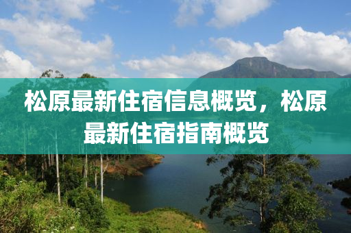 松原最新住宿信息概覽，松原最新住宿指南概覽液壓動(dòng)力機(jī)械,元件制造