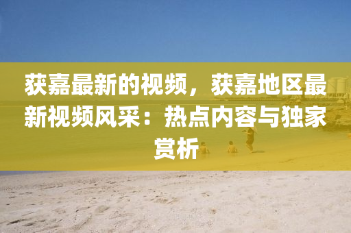 獲嘉最新的視頻，獲嘉地區(qū)最新視頻風采：熱點內容與獨家賞析液壓動力機械,元件制造