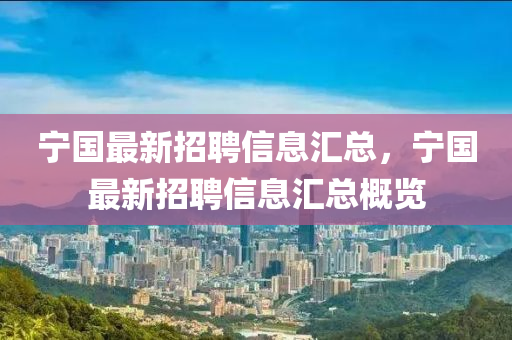 寧國最新招聘信息匯總，液壓動力機械,元件制造寧國最新招聘信息匯總概覽