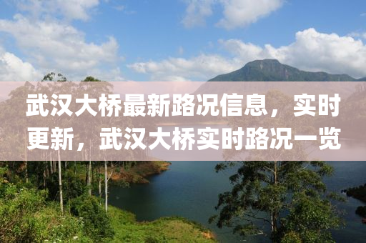武漢大橋最新路況信息，實時液壓動力機械,元件制造更新，武漢大橋?qū)崟r路況一覽