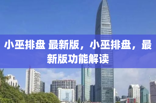 小巫排盤(pán) 最新版，小巫排盤(pán)，最新版功能解讀液壓動(dòng)力機(jī)械,元件制造