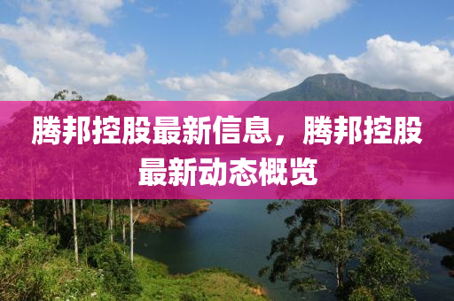 騰邦控股最新信息，騰邦控股最新動態(tài)概覽液壓動力機械,元件制造