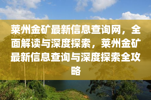 萊州金礦最新信息查詢網(wǎng)，全面解讀與深度探索，萊州金礦最新信息查詢與深度探索全攻略液壓動力機械,元件制造