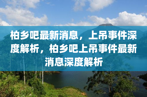 柏鄉(xiāng)吧最新消息，上吊事件深度解析，柏鄉(xiāng)吧上吊事件最新消息深度解析液壓動(dòng)力機(jī)械,元件制造