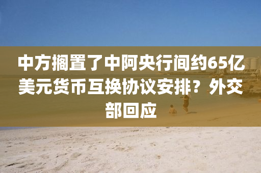中方擱置了中阿央行間約65億美元貨幣互換協(xié)議安排？外交部回應(yīng)液壓動力機械,元件制造