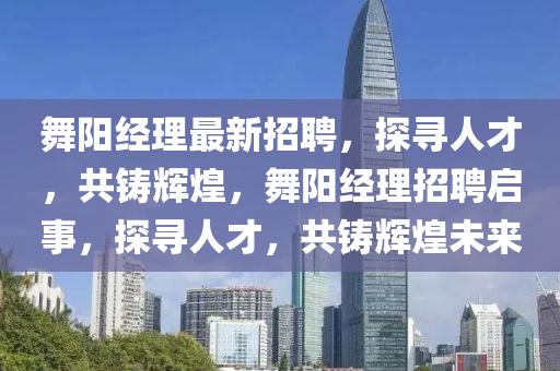 舞陽經(jīng)理最新招聘，探尋人才，共鑄輝煌液壓動力機械,元件制造，舞陽經(jīng)理招聘啟事，探尋人才，共鑄輝煌未來