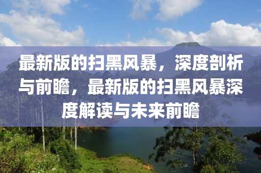 最新版的掃黑風(fēng)暴，深度剖析與前瞻，最新版的掃黑風(fēng)暴深度解讀與未來前瞻液壓動力機械,元件制造