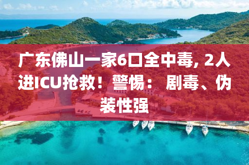 廣東佛山一家6口全中毒, 2人進ICU搶救！警惕： 劇毒、偽裝性強液壓動力機械,元件制造