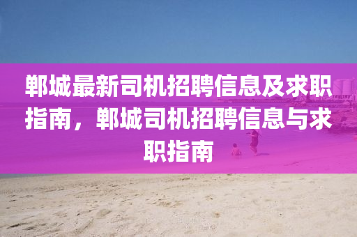 鄲城最新司機招液壓動力機械,元件制造聘信息及求職指南，鄲城司機招聘信息與求職指南